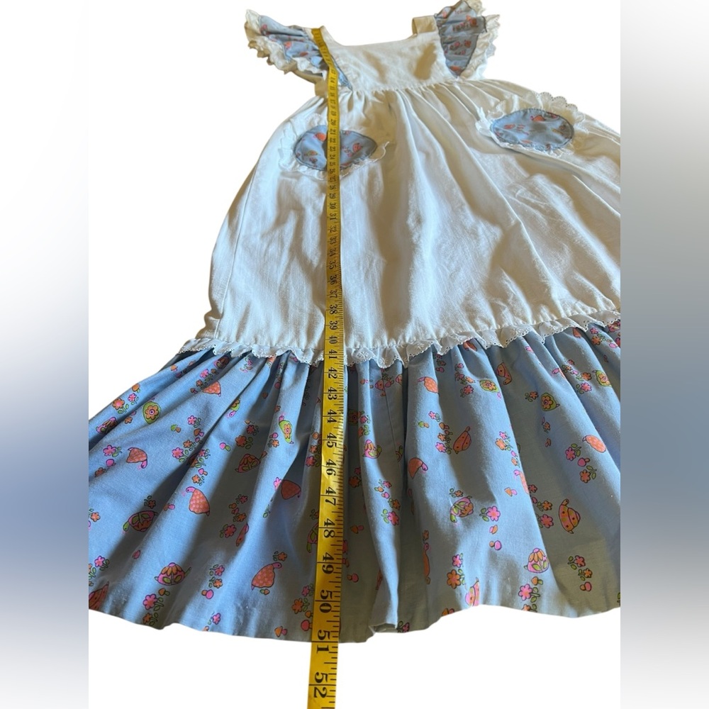 Handmade OOAK Boho Prairie Maxi Apron Dress Cottagecore Mushrooms Snails Retro - Picture 12 of 14